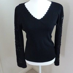 Michelle Nicole Beaded Sweater Ladies M Black